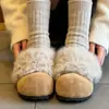 Zapatos Birkenstock Peludos Estilo Retro 2026 para Mujer, para Exteriores de Invierno, sin Cordones, Forro de Felpa, Cálidos, Mocasines Perezosos sin Cordones con Punta Cerrada, Zapatos para Mujer