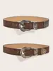 Cinturón de Estilo Europeo y Americano Transfronterizo Spice Girls Diario Textura Marrón Nicho Hebilla de Pin Patrón Especial Impreso Cinturón por Lotes para Hombres y Mujeres