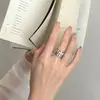 Anillo Cruz Flor Cortada para Mujer, Estilo Fresco, Anillo para Dedo Índice con Diamante Pegado, Anillo Abierto de Moda, Creativo y de Gama Alta