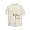 Camiseta de Manga Corta con Estampado de Gato de Dibujos Animados para Hombre, Verano Holgada Moda Urbana Marca Ins Versátil Casual Top de Cuello Redondo