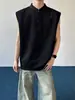 Chaleco Deportivo Gris Cleanfit con Cuello Henley para Hombre, Camiseta sin Mangas de Peso Pesado para Verano, Camiseta sin Mangas de Moda Estilo Americano