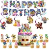 Decoración para Fiesta de Cumpleaños Temática de Super Mario Galaxia Transfronteriza Vajilla Platos de Papel Servilletas de Papel Pancarta Caja de Dulces Mantel
