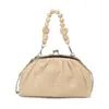 Bolsa de mão com corrente de contas de madeira estilo coreano, bolsa de palha simples e versátil para o verão, bolsa de conchas trançada popular