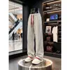 Calça Jogger Tie-Dye Color Block Padrão Escuro Masculina Outono High Street Design Tendência Xadrez Reta Solta Casual