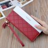 Nova Clutch Bag Carteira Feminina Feminino Longo Zíper Tassel Estilo Coreano Cor de Contraste Xadrez Grande Capacidade Carteira Bolsa de Telefone Móvel