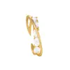 Anillo de Zirconia Cruzado de Diseño de Nicho para Mujer, Bicolor, Lujo Ligero, Sensación de Alta Gama, Anillo Abierto Ajustable para Dedo Índice, Simple y Versátil