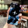 Para iPhone15 amor mapa de avión negro funda de teléfono móvil anticaída