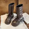 Botas altas de dos vías para niñas, nueva colección otoño/invierno 2026, zapatos de piel para niños estilo preppy, para niños mayores, moda británica