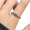 Anillo Simple de Cruz Estilo Vintage Desgastado para Mujer, Nuevo Anillo Abierto Ajustable Minimalista Versátil de Nicho para Mujer