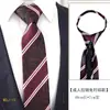 Corbata Formal de Negocios para Hombre, Estilo Cremallera Perezosa, Stock Listo de Fábrica, Corbata Negra Rayada de 8 cm Fácil de Usar sin Nudo para Trajes