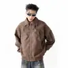 Chaqueta de cuero holgada estilo Ins para hombre, elegante diseño de primavera, chaqueta de cuero PU retro americana a la moda, chaqueta impermeable para motocicleta para hombre