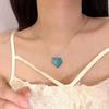 Collar de Amor Tridimensional Azul Río de Hielo de Dongdaemun de Corea del Sur Cadena para Suéter Amor Transparente como Hielo Cadena para Clavícula
