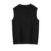 Camisola de Lã Penteada Fina Tricotada Feminina Gola Alta Meia Manga Sem Manga Suéter Base Fino para Verão