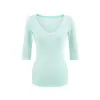 699-2026 Top para Mujer, Camiseta Sexy Ajustado de Manga Media, Nuevo Estilo Primavera/Verano, Estilo Pura Tentación, Casual Cuello V