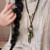 Collar Metálico Vintage con Lazo Desgastado, Colgante de Anillo Largo Bohemio Simple y Versátil, Joyería de Alta Gama