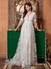 Vestido de Noiva Novo de Renda com Cauda para Exportação Europeia e Americana para Mulheres Vestido de Noiva Festa de Banquete Vestido com Cauda Decote em V