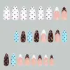 24 Piezas Venta Caliente Transfronteriza Uñas Francesas Portátiles Manicura Comercio Exterior Europeo y Americano Más Vendido Uñas Postizas de Lunares Puntas de Uñas con Forma de Almendra