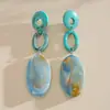 Pendientes Retro Europeos y Americanos de Acrílico Ovalados con Borlas, Pendientes Versátiles de Moda Simple Transfronterizos, Pendientes de Nicho de Gama Alta