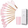 Manoplas para Horno y Mango de Madera Resistente a Altas Temperaturas Juego de 12 Piezas de Utensilios de Cocina de Silicona Sartén Antiadherente Espátula Especial de Silicona Juego de Utensilios de Cocina de Silicona Al por Mayor