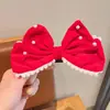 Accesorios para el Cabello de Año Nuevo para Niños Pinza para el Cabello con Corona de Moño Elegante de Malla Roja para Niña Clip Superior Accesorios para el Cabello de Año Nuevo Año Nuevo