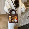 2025 Bolso Versátil Retro Nuevo Dibujo Animado Casual para Mujer Bolso Cruzado Coreano de Nicho Terciopelo Estampado de Leopardo Bolso de Hombro