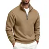 Moletom Casual Versátil Solto para Uso Externo e no Dia a Dia Masculino Outono/Inverno 2026 com Meio Zíper, Gola Alta e Forro de Fleece