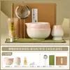Set de Utensilios de Matcha Estilo Japonés, Tazón de Cerámica Rosa Degradado del Fabricante, Soporte para Batidor, Batidor de 100 Púas, Brocha para Mezclar