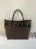 Bolsa de Lona Versátil Simple Tote de Gran Capacidad Hebilla de Cinturón Estilo Perezoso Informal Patchwork Bloque de Color de Mano Hombro Bolsa Grande