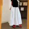 Falda Blanca de Paraguas de Cintura Alta Antiarrugas de Secado Rápido para Mujer, Falda de Trabajo para Primavera y Otoño, Falda Acampanada de Línea A de Longitud Media para Verano