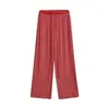 Calça Casual Esportiva de Cintura Baixa com Cordão, Blocos de Cor e Listras, Corte Reto, Outono, Look Solto que Emagrece, Perna Larga para Mulheres
