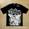 Camiseta Unisex de Marca de Moda Transfronteriza Estilo Americano Mezcla de Ángel High Street Pedrería Vintage Holgada Manga Corta Estampado Integral