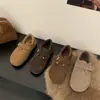 Novo Estilo de Inverno Birkenstock de Veludo com Solado Macio para Mulheres, Birkenstock Preguiçoso com Solado Plano, Sapatos Retro Feijão, Sapatos Quentes de Algodão