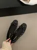 Zapatos Planos Estilo Coreano, Zapatos Bajos de Punta Cuadrada, Zapatos Individuales Cómodos de Lunares con Lazo, Zapatos de Ballet, Elegantes Zapatos de Princesa, Zapatos de Corte Bajo para Mujer