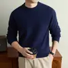 Suéter masculino transfronteiriço 2026 outono novo estilo solto casual cor sólida versátil gola redonda suéter básico de malha para homens