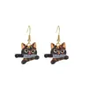 Aretes Divertidos Transfronterizos de Gatito Lindo de Dibujos Animados Aretes Creativos Atmosféricos Aretes de Animales Japoneses y Coreanos Venta al por Mayor Europea y Americana