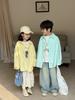 Camisas Infantiles 2026 Estilo Otoño Estilo Coreano Color Sólido Camisas Casuales para Niños y Niñas, Tops Brillantes de Manga Larga Holgados con Cuello para Niños