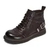 Botines de Cuero de Vaca Hechos a Mano Estilo Británico Otoño/Invierno 2026 para Mujer, Botas Martin Versátiles de Cuero Genuino Vintage con Hebilla