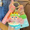 Pingente de chaveiro de gato flor de pêssego e peixe Donghai boneco de desenho animado fofo ornamentos de bolsa de casal chaveiro requintado atacado