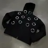 Moda INS transfronteiriça, decoração de ilhó de metal transfronteiriça, cardigã gótico personalizado, conjunto de moletom com capuz e calça de outono