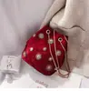 Bolsa de Verano 2025 Ins Súper Caliente para Mujer, Nuevo Estilo Coreano, Bolso de Hombro Cruzado de Moda, Bolso Cubo Pequeño con Cadena de Terciopelo