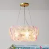 Lustre Francês Lâmpada de Sala de Estar Lâmpada Principal Estilo Creme Lâmpada de Cristal Design Criativo de Pétalas Sala de Jantar Quarto Lustre de Luxo Leve