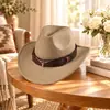 Sombrero de Copa Caliente de Amazon Estilo Étnico Etiqueta de Vaca Sombrero de Jazz Vaquero Occidental Sombrero de Montar Plegable Sombrero de Fieltro de Lana