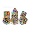 Jogo de Tabuleiro Dungeons and Dragons Conjunto de 7 Peças Multifacetado Colorido Vidro Explosão de Espelho Dados Poliedros K9 de Cristal Dnd