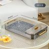 Bandeja de Drenaje Doble Capa de Escritorio para Hogar Engrosada Almacenamiento para Sala de Estar Bandeja para Tazas y Té Bandeja de Drenaje Rectangular de Plástico Transparente