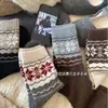 Calcetines Fair Isle de Lana para Mujer, Calcetines de Media Pantorrilla para Otoño e Invierno, Engrosados y Forrados de Felpa para Calidez, Calcetines Japoneses Retro con Bloques de Color, Calcetines Holgados