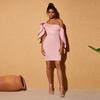Vestido Asimétrico con Hombro Descubierto Estilo Africano Ajustado al Cuerpo con Volantes, Vestido Corto Ceñido a la Cintura, Elegante Vestido Sexy de Color Sólido para Mujer con Hombros Descubiertos
