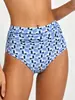 Nuevo Estilo para Mujer Pantalones Cortos de Baño Triángulo Adelgazantes de Cintura Alta Control de Abdomen Secado Rápido Bikini Gorro de Baño Versátil Plisado Multicolor
