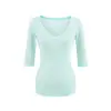Camiseta Blanca de Manga Corta Ligeramente Transparente con Cuello en V y Patchwork Estilo Coreano para Mujer, Verano Ajustada Básica Versátil Casual Moderna