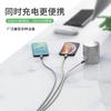 Línea de datos tres en uno líquida de uno a tres línea de carga para teléfono móvil para Apple tipo-c silicona usb línea de carga rápida