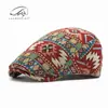 Boina Jacquard de Moda Estilo Coreano para Mujer, Gorra Británica Retro con Visera, Gorra Delantera de Personalidad Estilo Étnico, Sombrero de Moda Reversible